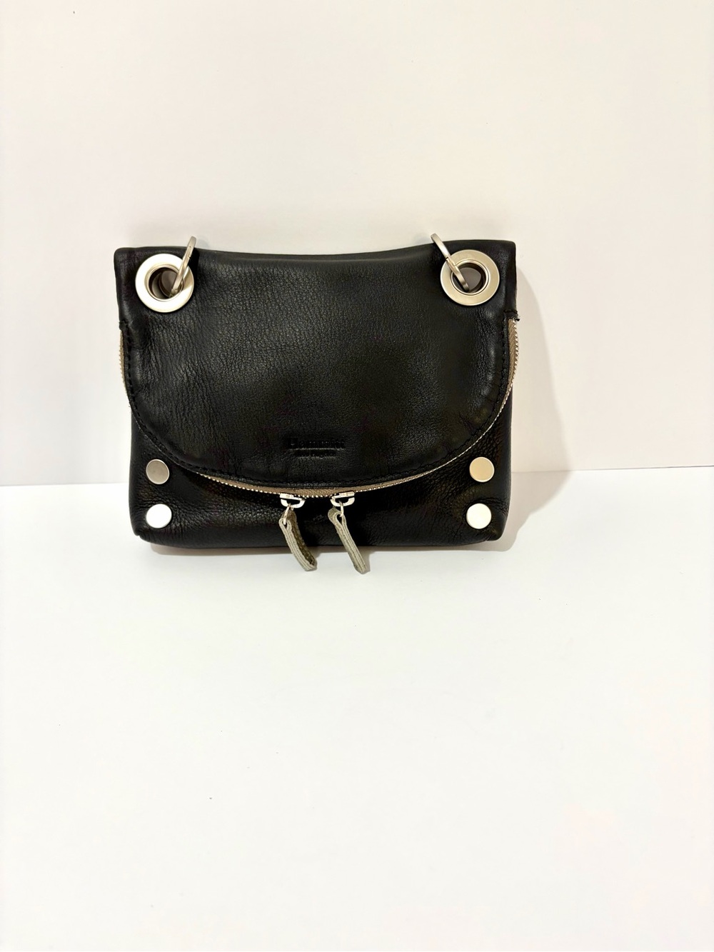 Hammitt Black LeatherSmall Corey Reversible Crossbody with Silver Hardware